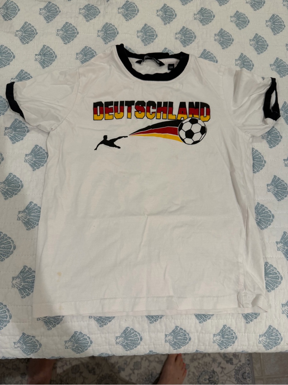 Deutschland Soccer Graphic Ringer Tee - White/Black kids size 4t